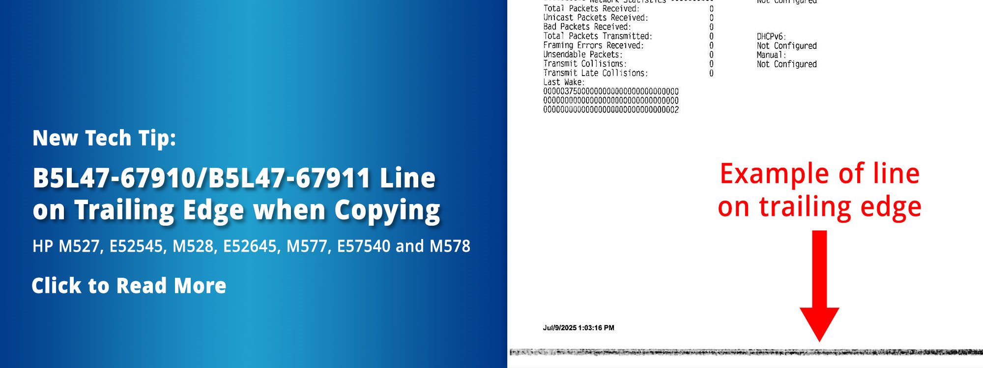 New Blog B5L47-67910 B5L47-67911 Line on Trailing Edge when Copying