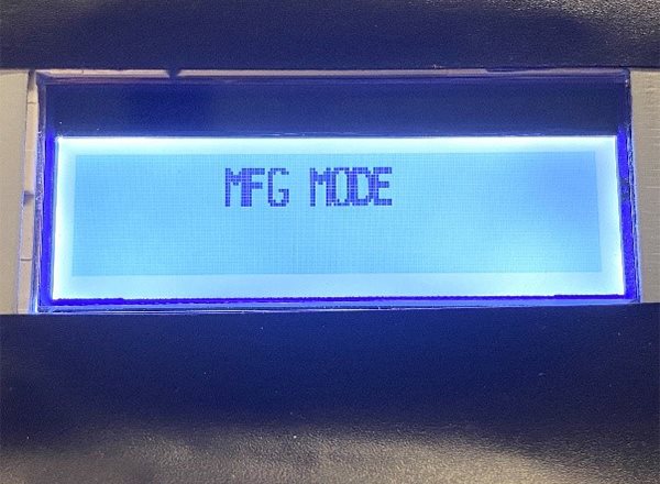 MFG MODE Screen