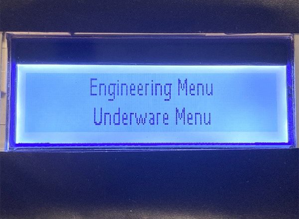 Engineering Menu Screen