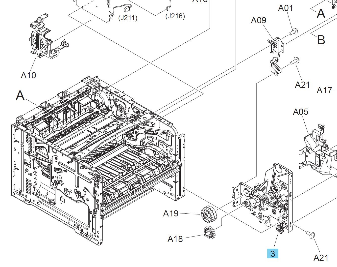 RM2-5715 Feed Drive Assembly Location
