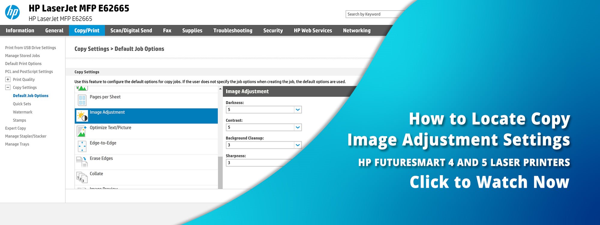 HP FutureSmart 4 and 5 Copy Image Adjustment Video