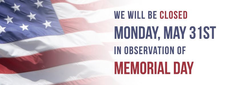 Memorial Day Closure 2021